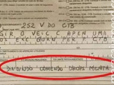 Motorista é multado  por chupar bala de menta enquanto dirigia