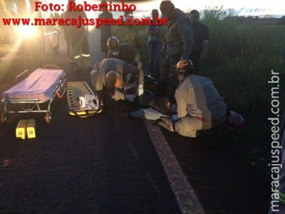 Maracaju: Pneu estoura e causa queda de motocicleta na BR-267