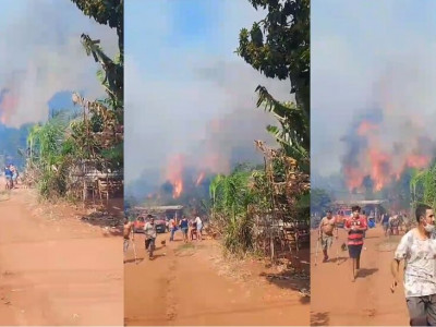 Incêndio toma conta da aldeia Água Bonita e temor é por 