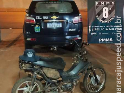 Polícia Militar de Sidrolândia recupera motocicleta furtada em terreno baldio