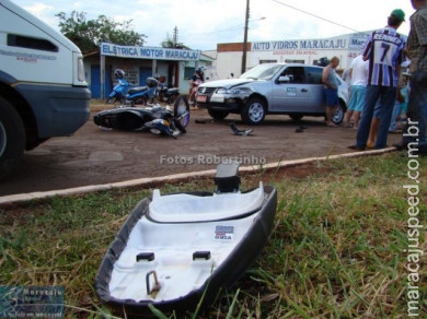 Colisão entre Moto e Carro na Perimetral Norte próximo a Auto Vidros