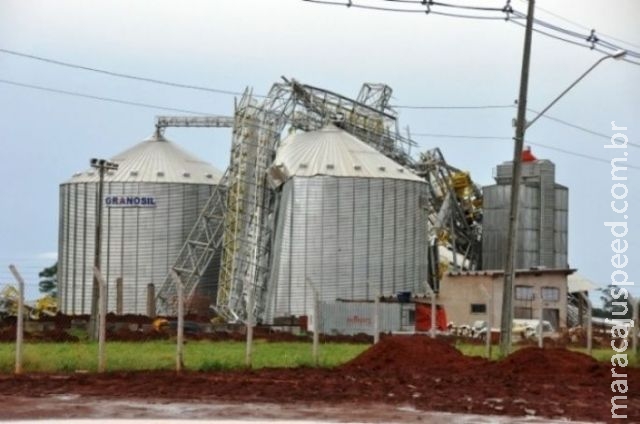 Chuva e vento forte derrubam árvore e destroem silo de cooperativa 