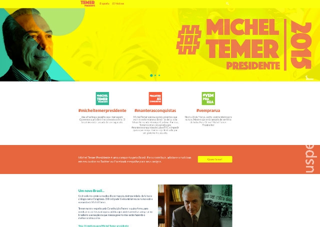 Página defende Michel Temer para presidência