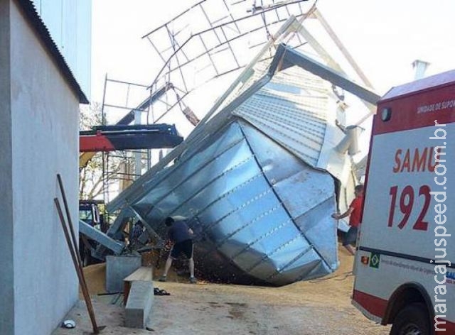 Fazendeiro fica em estado grave após desabamento de silo