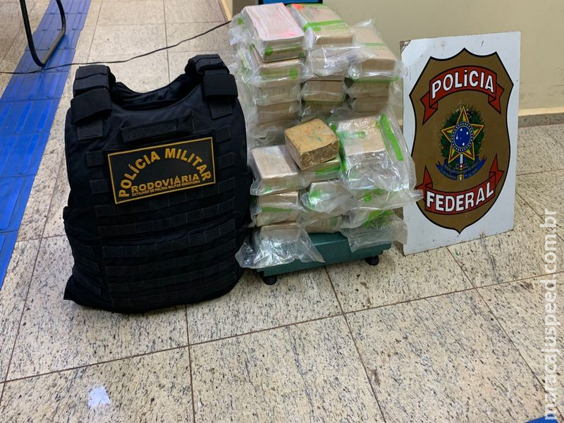 Polícia Militar Rodoviária, com apoio da Polícia Federal, apreende 34 kg de pasta base de cocaína, na MS 180, em Naviraí