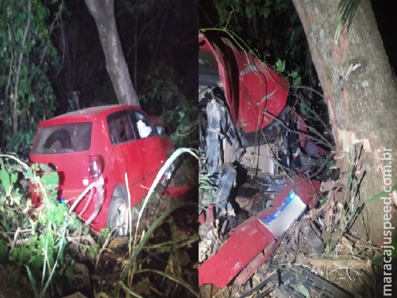 Idoso embriagado perde controle do carro em curva e bate em árvore em Costa Rica