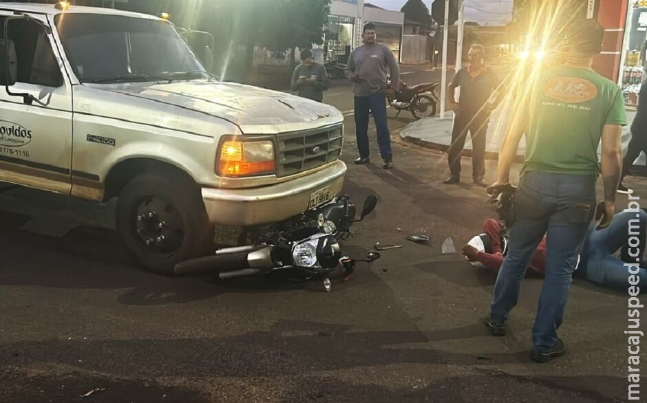 Motociclista é arremessado ao ser atropelado por caminhão em Nova Andradina