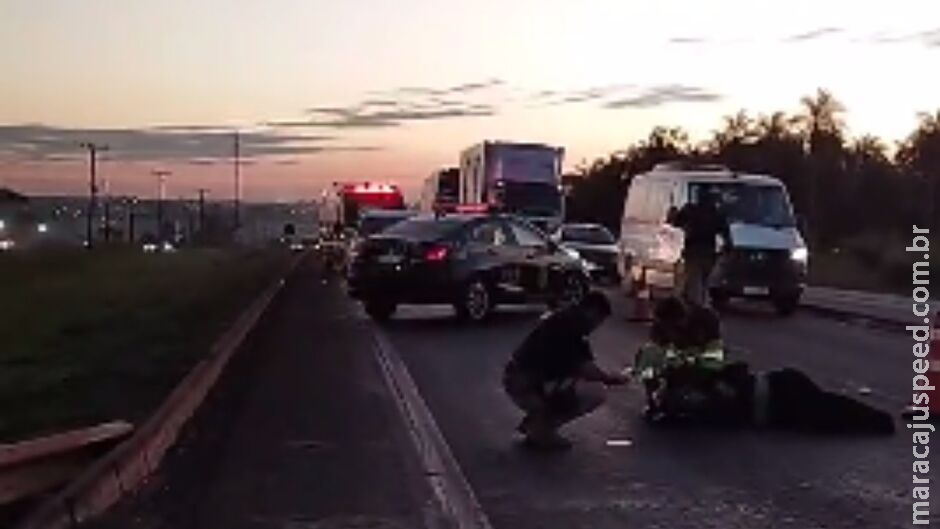 Motociclista é atropelado por caminhão na BR-163, em Dourados