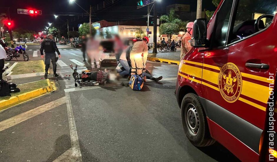 Motociclista bate em traseira de carro e fica ferido em Três Lagoas