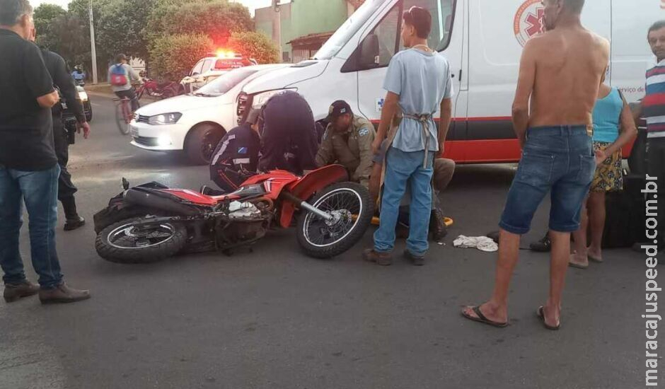 Motociclista sofre traumatismo craniano após bater em caminhonete em Três Lagoas