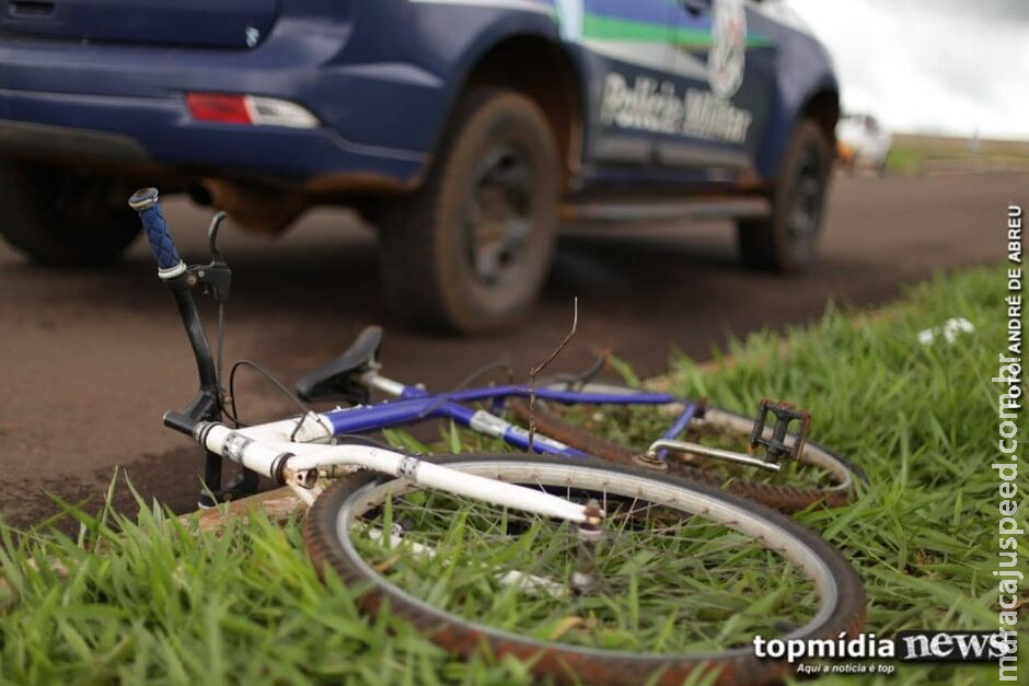 Motociclista tenta desviar de ciclista e sofre queda em Chapadão do Sul