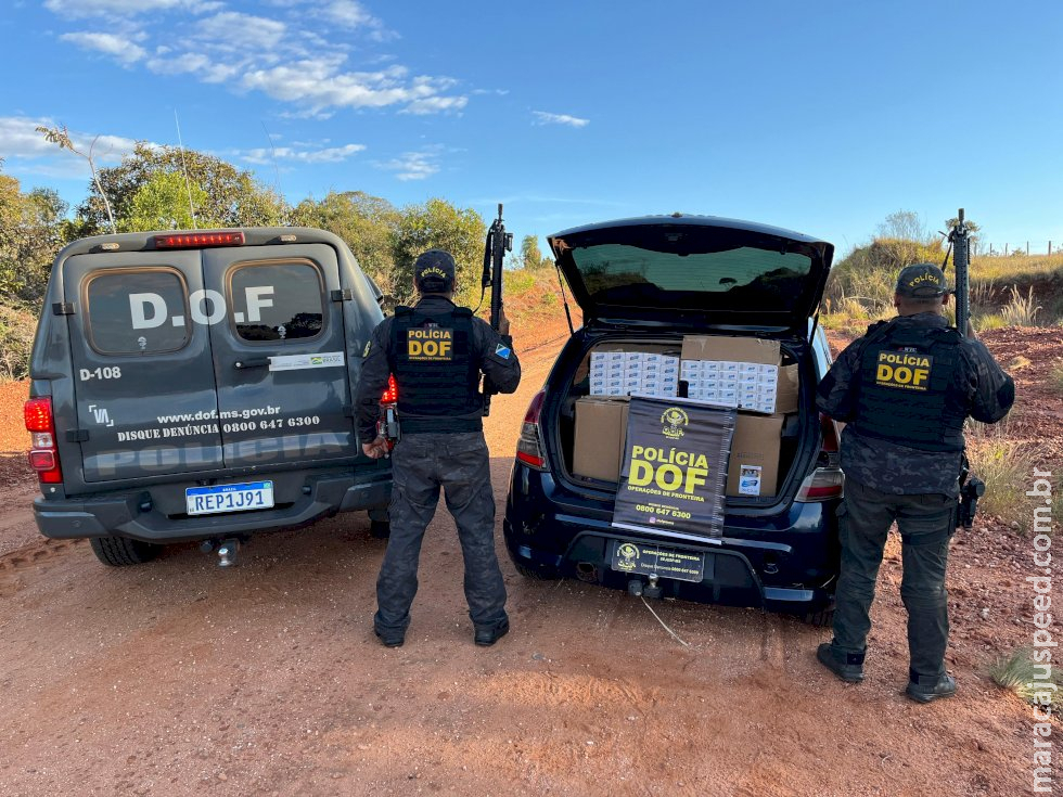 Dupla é presa e carro carregado com cigarros contrabandeados é apreendido pelo DOF em Ponta Porã