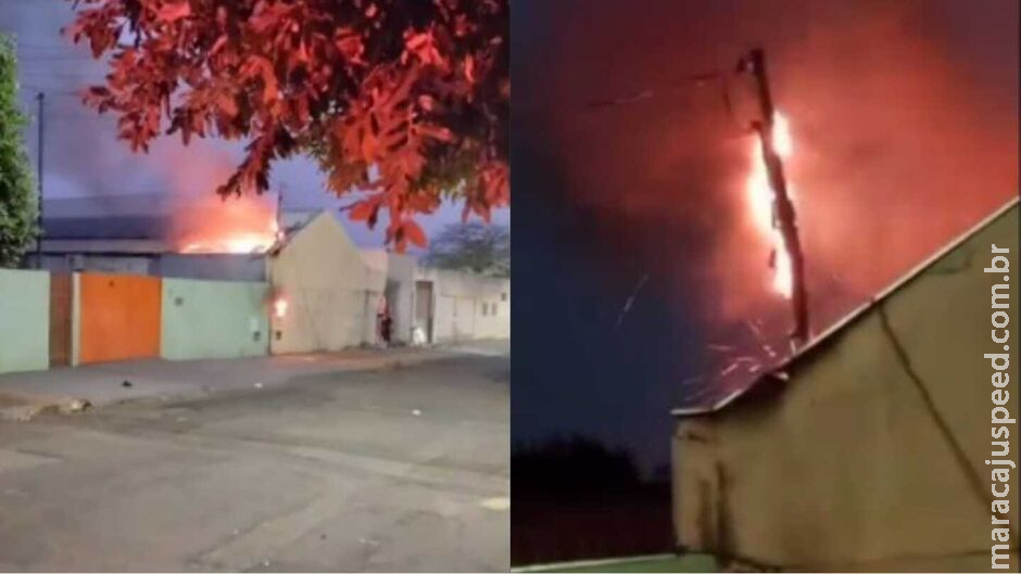 Moradores flagram explosão em incêndio de casa no Guanandi