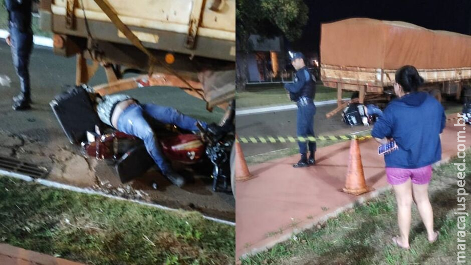 Motoentregador bate na traseira de caminhão e fica em estado gravíssimo em Ponta Porã