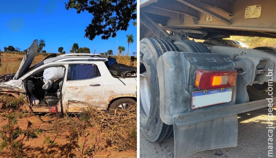 Motorista tem braço dilacerado após bater carro em carreta na BR-163