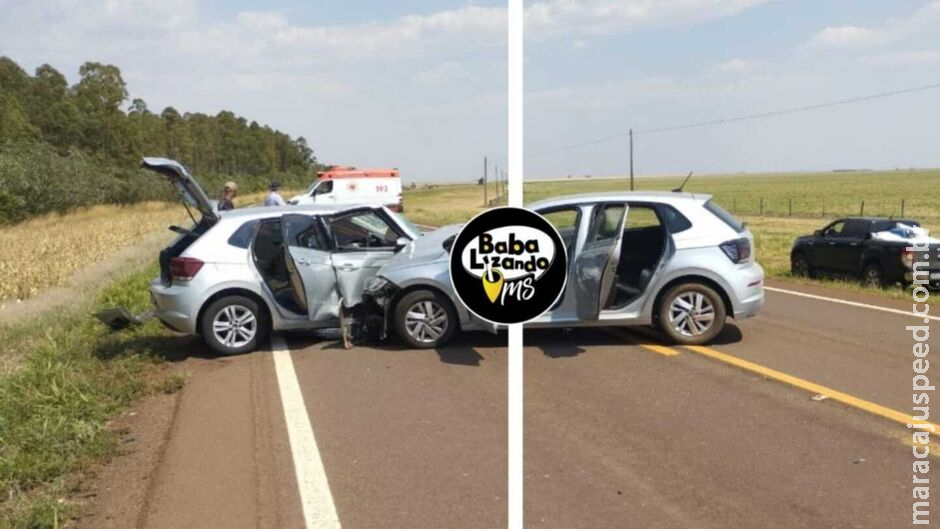 Carros colidem frontalmente e mulher é socorrida na BR-060, entre Sidrolândia e Nioaque