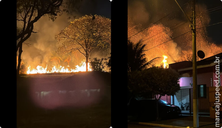 Incêndio em área de mata no Bairro Flor de Maio deixa moradores de Dourados em alerta