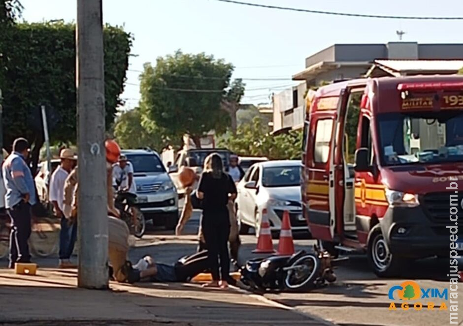 Motociclista fratura braço após ser atingido por caminhonete em Coxim