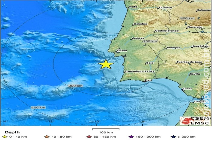 Terremoto atinge área costeira de Portugal e assusta a população