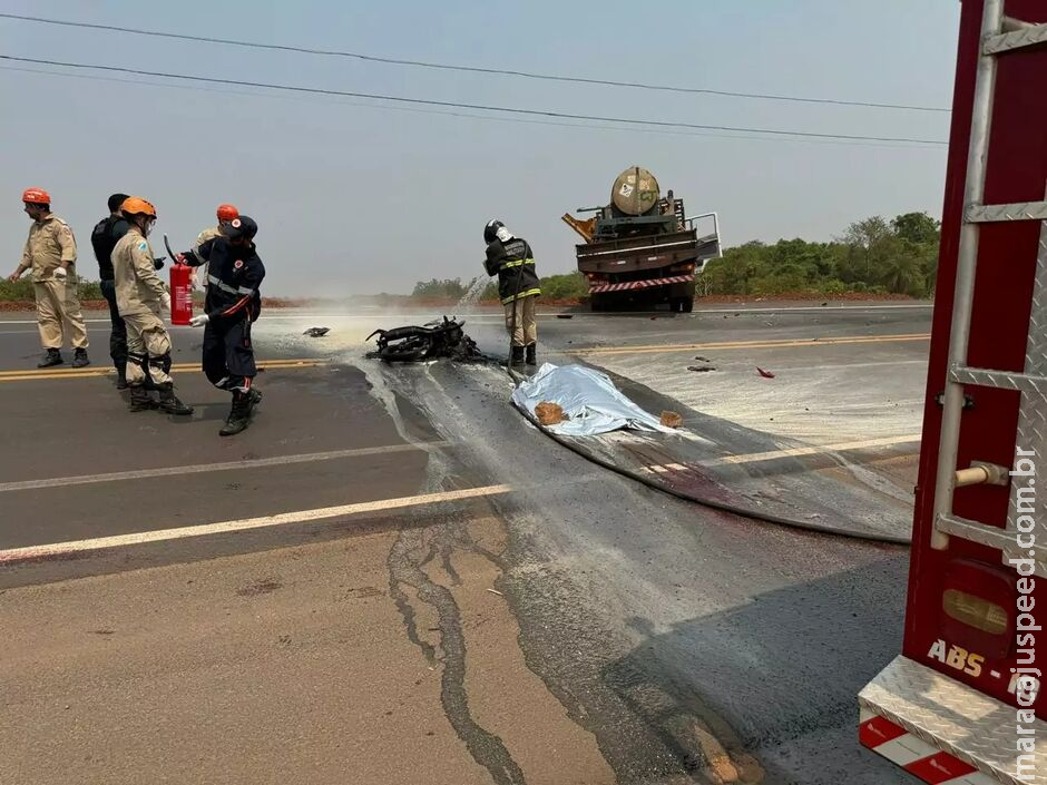 Moto explode após acidente e motociclista morre carbonizado na BR-262, em Três Lagoas