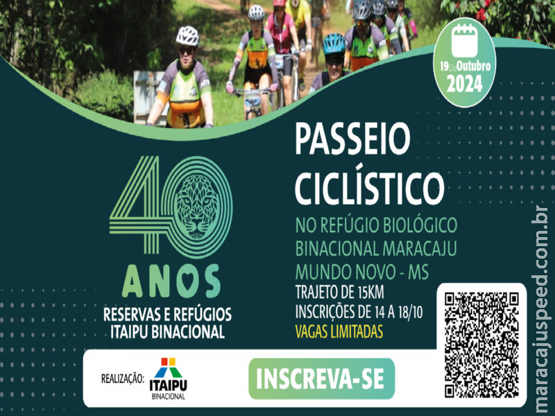 Inscrições para Passeio Ciclístico no Refúgio Biológico Maracaju estão abertas