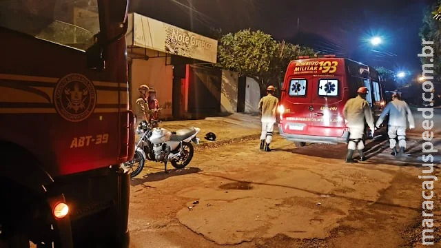 Motociclista é socorrido após acidente de trânsito em Anastácio