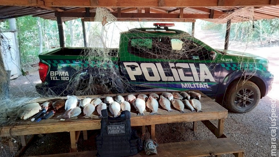 Quatro são presos com 56 kg de pescado ilegal no Rio Brilhante