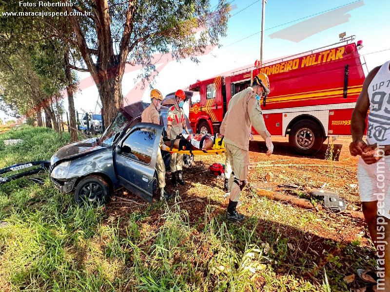 Maracaju: Corpo de Bombeiros e Polícia Militar atendem grave acidente na estrada da Fundação MS