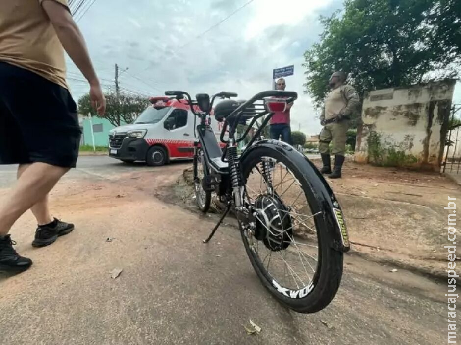 Adolescente em bike elétrica fica ferida após ser atropelada por carro em Três Lagoas