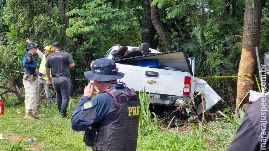 Caminhonete atinge árvores nas margens da BR-163 em Campo Grande e passageira morre