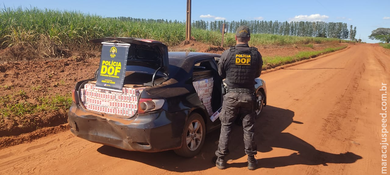 Corolla carregado com cigarros contrabandeados é apreendido pelo DOF em Rio Brilhante 