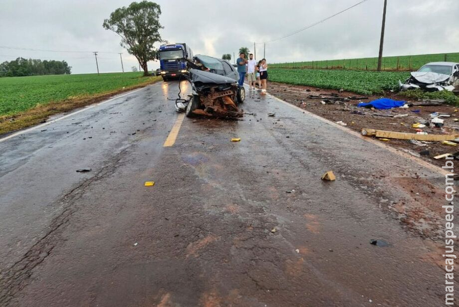 Mulher morre em colisão entre veículos na MS-386