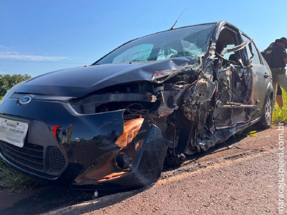 Acidente entre carro e caminhão deixa quatro feridos na BR-376