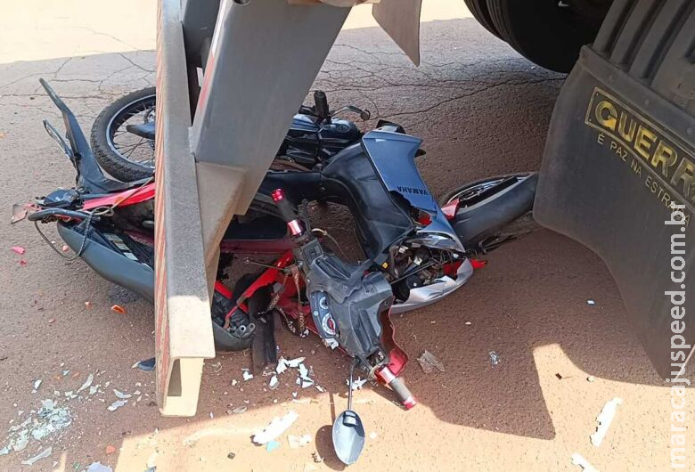 Acidente entre moto e carreta na Major Capilé deixa idoso ferido