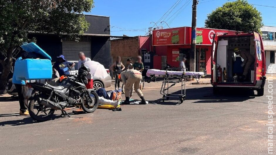 Motociclista sofre fratura exposta na perna após acidente com carro em Ivinhema